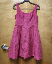 Nine West Size 8p Hot Pink Textured Fit and Flare Dress  Preppy Academia Barbie
