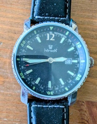 Neue Hirsch Armbanduhr ''Sky Pilot'' mit Citizen Quarzwerk mit Datum, Lederarmband