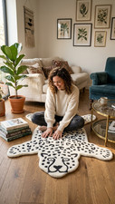 Handmade Wool Leopard Rug: Whimsical Soft Tuf...
