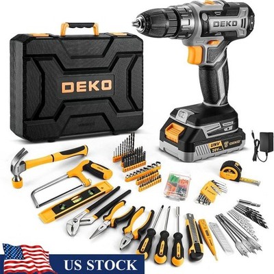 Cordless Drill Tool Kit 20V Power Drill Tool Box w/Battery Electric Drill Driver