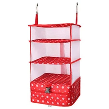  Portable Hanging Travel Shelves Bag Packing Cube Organizer Suitcase L Red-L