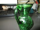 Vintage Green Cracked / Crackled Glass Pitcher/Vase 3 3/4 inches tall — photo 2