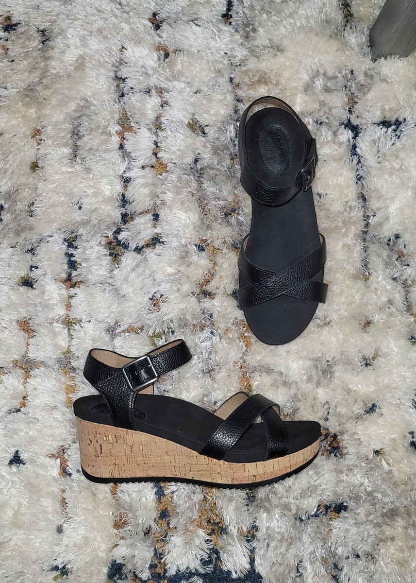 Abeo BIO System "Nylah" (Size 8.5 N) Black Comfort Wedge Sandals EUC View 3