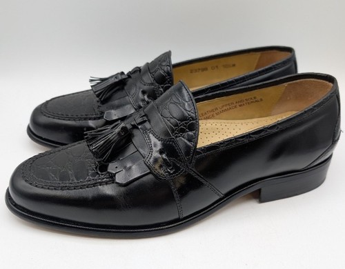 Stacy Adams - Men's - Black Leather Tasselled Loafers - UK Size 9.5