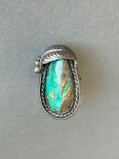 Large Old Pawn Navajo Sterling with Turquoise Ring. Size 6