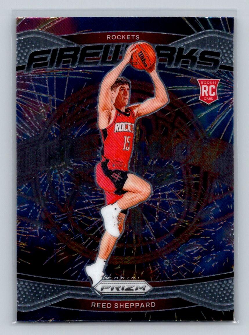 2024-25 Prizm #15 Reed Sheppard Fireworks-Houston Rockets
