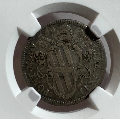 WORLD SILVER COIN: * 1735 V ITALY GIULIO PAPAL STATES KM-859 NGC VF35 *