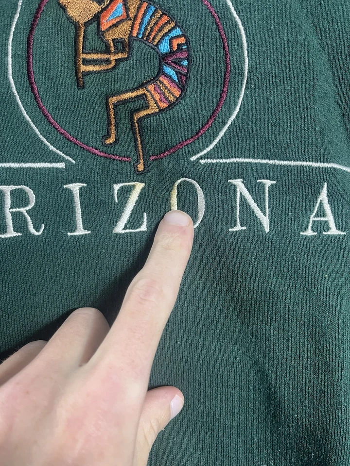 Sudadera De Colección Arizona Bordada Cuello Redondo Verde Gráfico Azteca Talla XL EE. UU. 90s Foto 3 de 4
