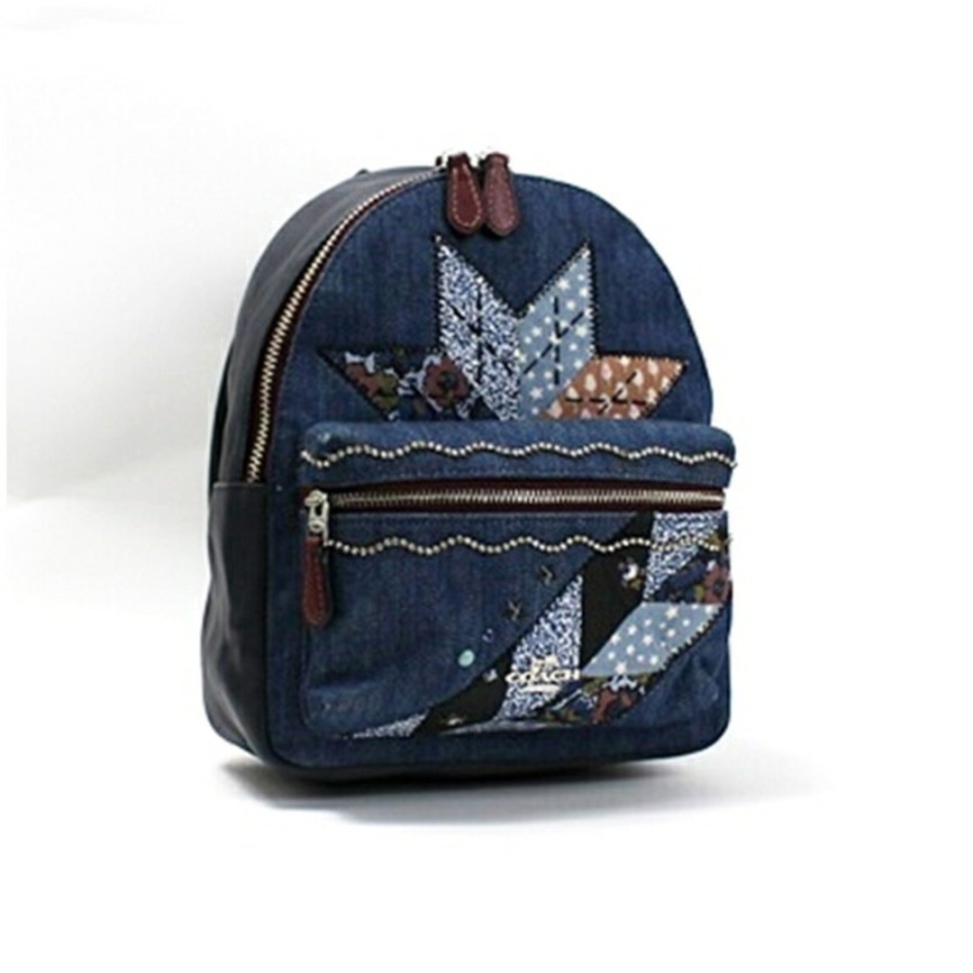 Coach Mini Denim Backpack with Star Patch Navy Le… - image 1