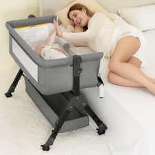 3 in 1 Baby Bassinet Bedside Sleeper, Bedside Crib for Baby, Adjustable Baby ...