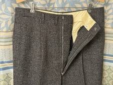Vintage 1950s Drop Loop Pants Brown Wool Tweed Fleck Men’s 32x32 Mint Pleated