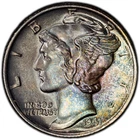 1941 Mercury Silver Dime PCGS MS-66 Rainbow Toned End Roll Album Toning