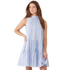 Calvin Klein Women’s Blue White Stripe High Neck Swing Mini Dress Size 2