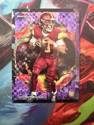 2024 Topps Finest - Rare Jayden Daniels #246 Purple Checkerboard Refractor...