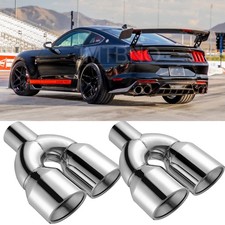 For Ford Mustang Shelby Gt500 2.5 Inlet 3.5 Out Exhaust Quad Tips Double Wall For Ford Mustang Shelby Gt500 2.5 Inlet 3.5 Out Exhaust Quad Tips Double Wall
