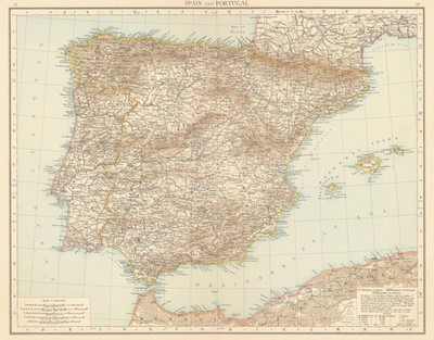 Spain & Portugal. Iberia. TIMES 1895 old antique vintage map plan chart
