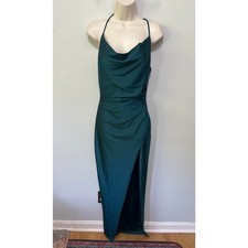 Vintage Windsor Slip Dress Medium Green Maxi Cowl Neck Strappy Indie Sleaze