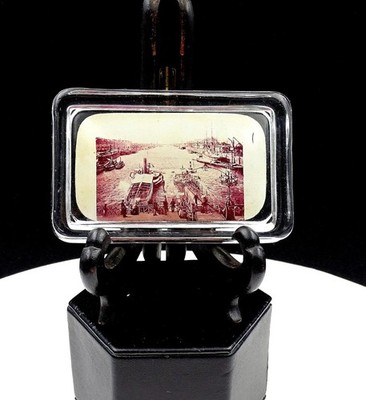 BREMEN FREIHAFEN GERMANY SHIPPING PORT 4 1/8'' POST CARD PAPERWEIGHT 1900's