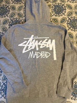 Stussy Madrid Chapter Logo Zip Up Hoodie Grey Size M | eBay