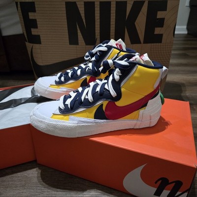 Nike sacai x Blazer Mid Maize Navy Men's Size 8 BV0072-700