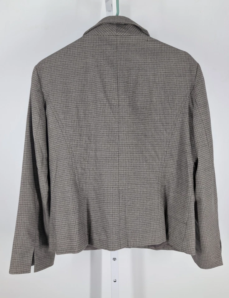 Barney's New York 复古 90 年代格子中性色羊绒羊毛 2 件套裙套装 — 第 2/4 张图片