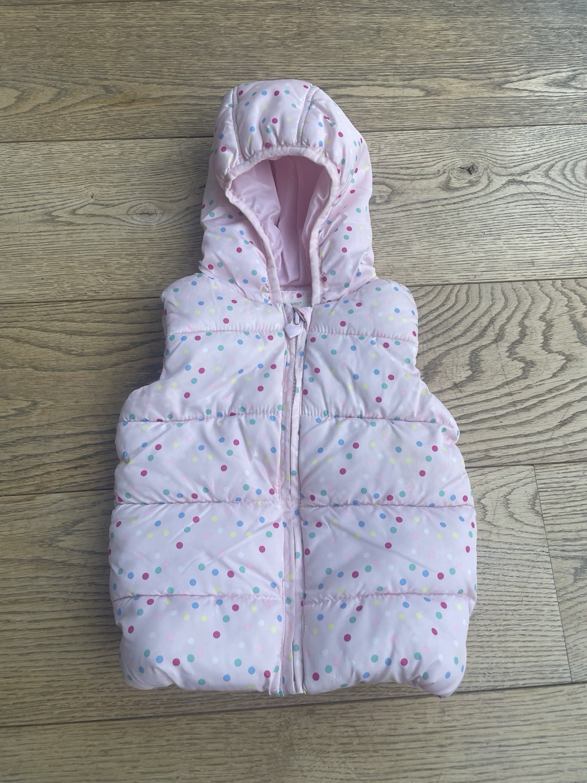 Pink & Colourful Polka Dot Padded Gilet 18-24 Months