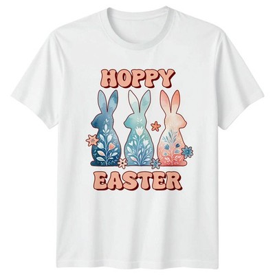 Hoppy Ostern Damen T-Shirt Hase Aquarell Groovy Frühling Urlaub