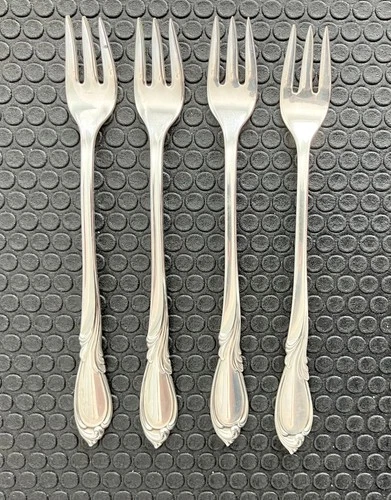 4-International Sterling Silver RHAPSODY Pattern Cocktail Forks 5-5/8"- No Mono