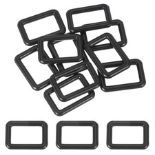 10 Pcs Metal Rectangle Rings Buckle, 25mm Slider Strap Fastener, Black