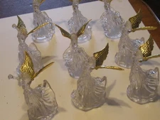 Lot of  Clear Acrylic Angels W Gold Wings Christmas 9 decorations