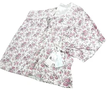 Earth Angels Large Floral Flannel Pajama Set Pink & White ( Shirt/Pants) NWT