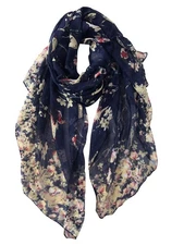 Scarfs for Women Lightweight Floral Birds Print Cotton Shawl Wrap Fall
