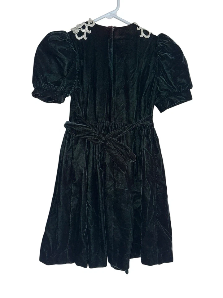 Vestido de terciopelo verde esmeralda vintage Jessica McClintock Gunne Sax para niña 7 Foto 3 de 4