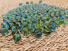 210  Vintage Marbles Slag Cats Eye 4 Shooters green Antique Large mason Jar