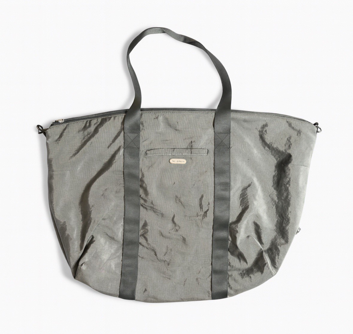 BAGGALLINI Large Grey Black Pink Nylon Travel Tote Bag 26x19 Inches