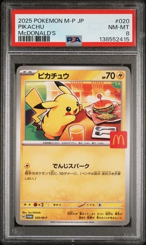 2025 POKEMON JAPANESE M-P PROMO MCDONALD'S #020 PIKACHU PSA 8