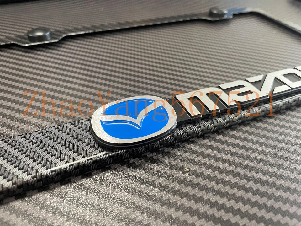 1x Marco de matrícula Mazda 3D emblema (metales estilo fibra de carbono) Foto 2 de 3