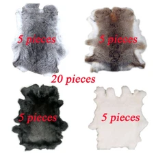 20 Pieces Natural Tanned Real Rabbit Pelts Fur Craft Leather DIY Garment 4 Color