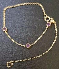 585 DP 💎 Stamped: 14k Gold-Purple Amethyst-0.32 ct -Joy, Slide Chain Bracelet 