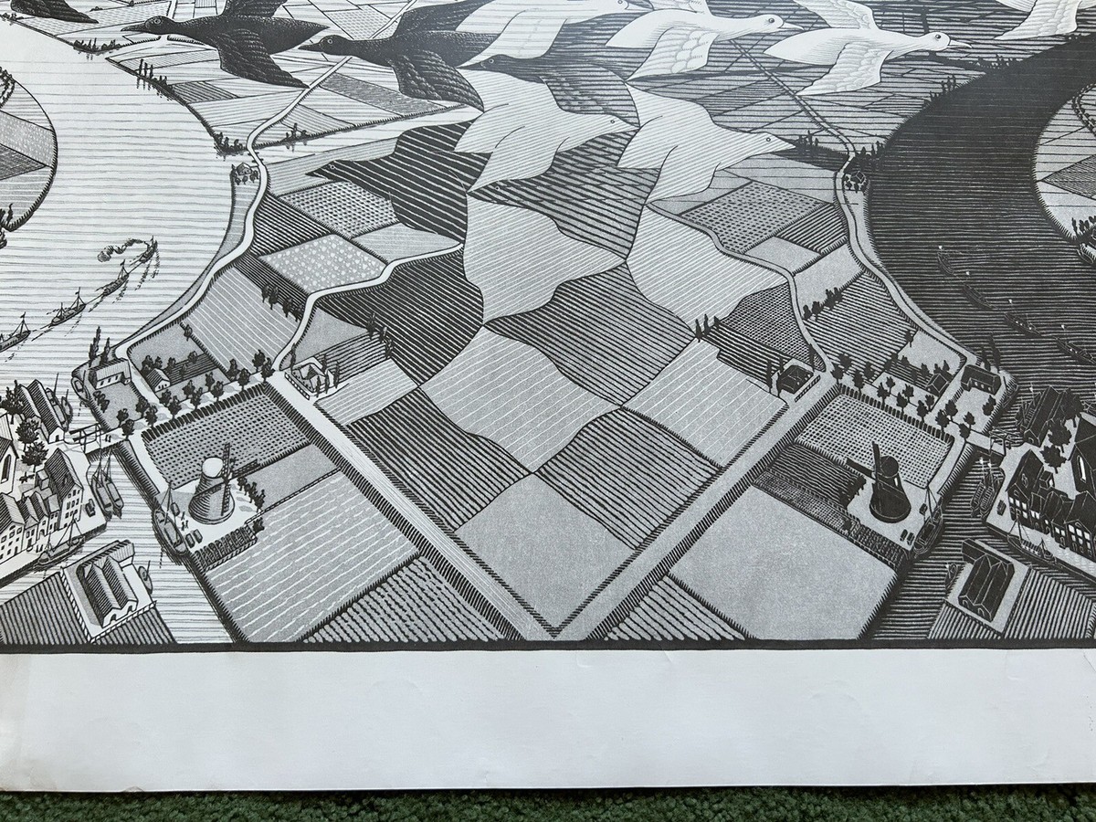 Rare Vintage II'38 M.C. Escher Day & Night Cordon Art Print