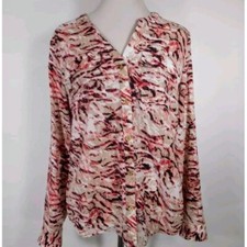 212 Collection Blouse Button Down Long Sleeve Abstract Print Top XL
