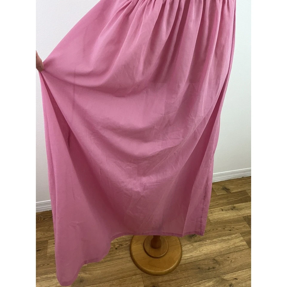 Camisón vintage rosa Puleo-Szule Lily of France para mujer S plisado de encaje algodón Foto 3 de 4