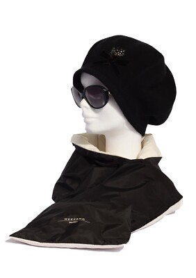 Gesteppter Schal Weekend Max Mara 100% Polyester Schwarz -Weiß Logo NP 120.0