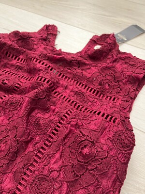 hollister high neck lace dress Hollister Women's High Neck Lace Dress size 0 in Burgundy NWT