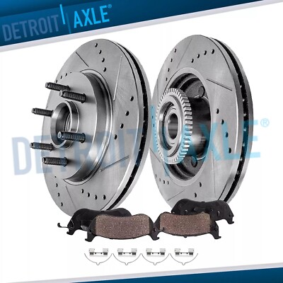 RWD 12.99'' Front Drilled Rotor Brake Pads for 2004-08 Ford F-150 Lincoln Mark LT