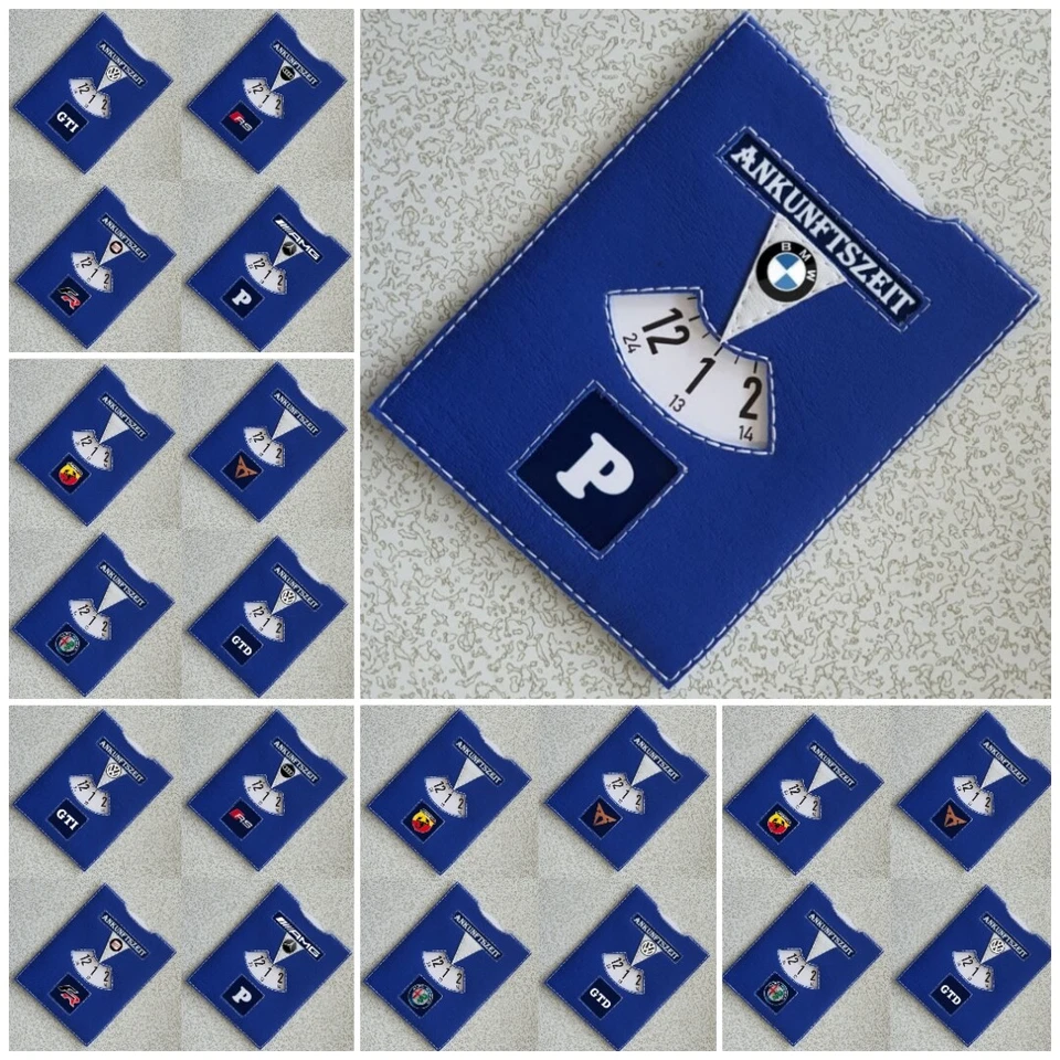 K&M Parabrisas de lujo de cuero con logotipo de coche parquímetro zona de aparcamiento corta zona de aparcamiento ⭐⭐⭐⭐⭐⭐