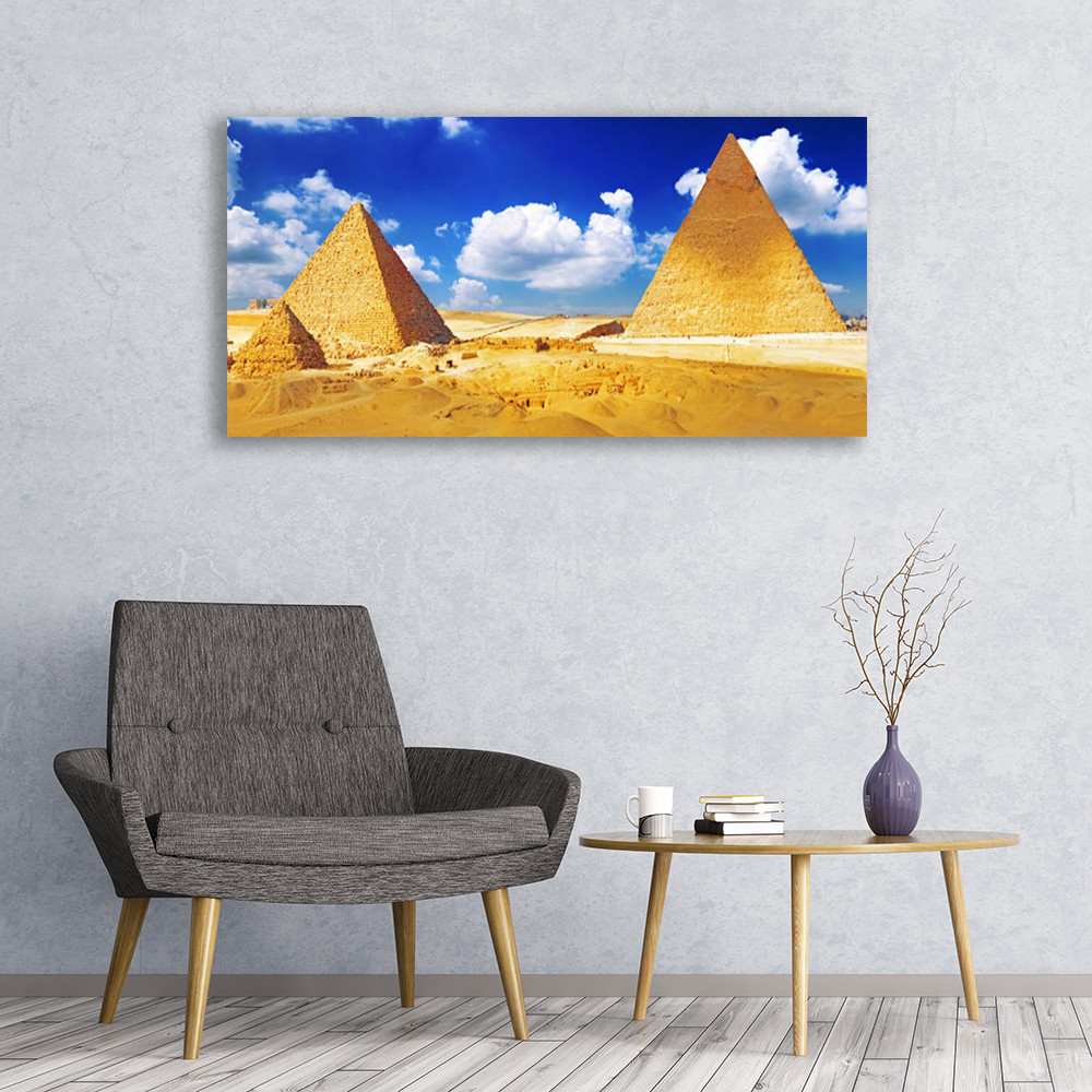 Impression 120x60 désert et pyramides sur verre acrylique premium