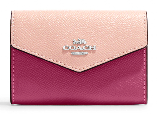 💕 Coach Flap Card Case in Colorblock - LT Raspberry Multi - Leather  CJ587 NWT - Picture 1 of 2