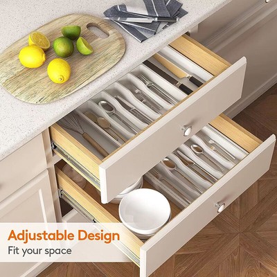 Lifewit Silverware Drawer Organizer, Expandable Utensil Tray For Kitchen, Adjust