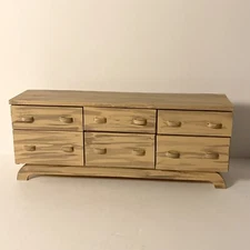 Miniature Mid Century Modern 6 Drawer Dresser Dollhouse Miniatures 1:12 Blonde